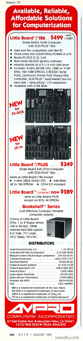 Little Board/186, Little Board Plus, and Bookshelf computers.