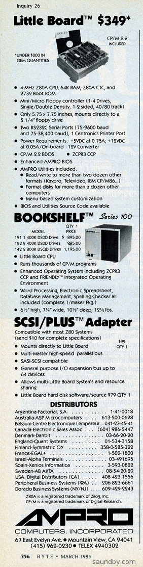 Little Board, SCSI/Plus, Bookshelf Series 100 Systems ad.