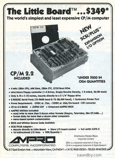 The Little Board...$349. The world's simplest and least expensive CP/M computer.