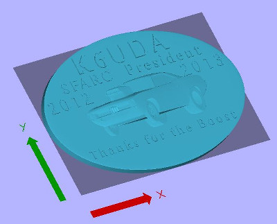 An object being prepared for carving in Cut3D CAM software.